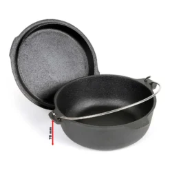 Wiltec Dutch Oven 4l mit Untersetzer und Deckelheber, Kochtopf aus Gusseisen für Lagerfeuer und Camping