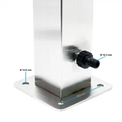 Wiltec eckige Wasserzapfstelle aus Edelstahl 95 cm, Wassersäule mit Wasserhahn & Anschluss, UV- & frostbeständig