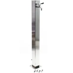 Wiltec eckige Wasserzapfstelle aus Edelstahl 95 cm, Wassersäule mit Wasserhahn & Anschluss, UV- & frostbeständig