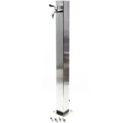Wiltec eckige Wasserzapfstelle aus Edelstahl 95 cm, Wassersäule mit Wasserhahn & Anschluss, UV- & frostbeständig