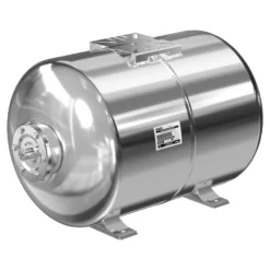 Wiltec Edelstahl Ausdehnungsgefäß 50 Liter, horizontaler Membrankessel für Hauswasserwerke und Druckerhöhungsanlagen mit EPDM Membran