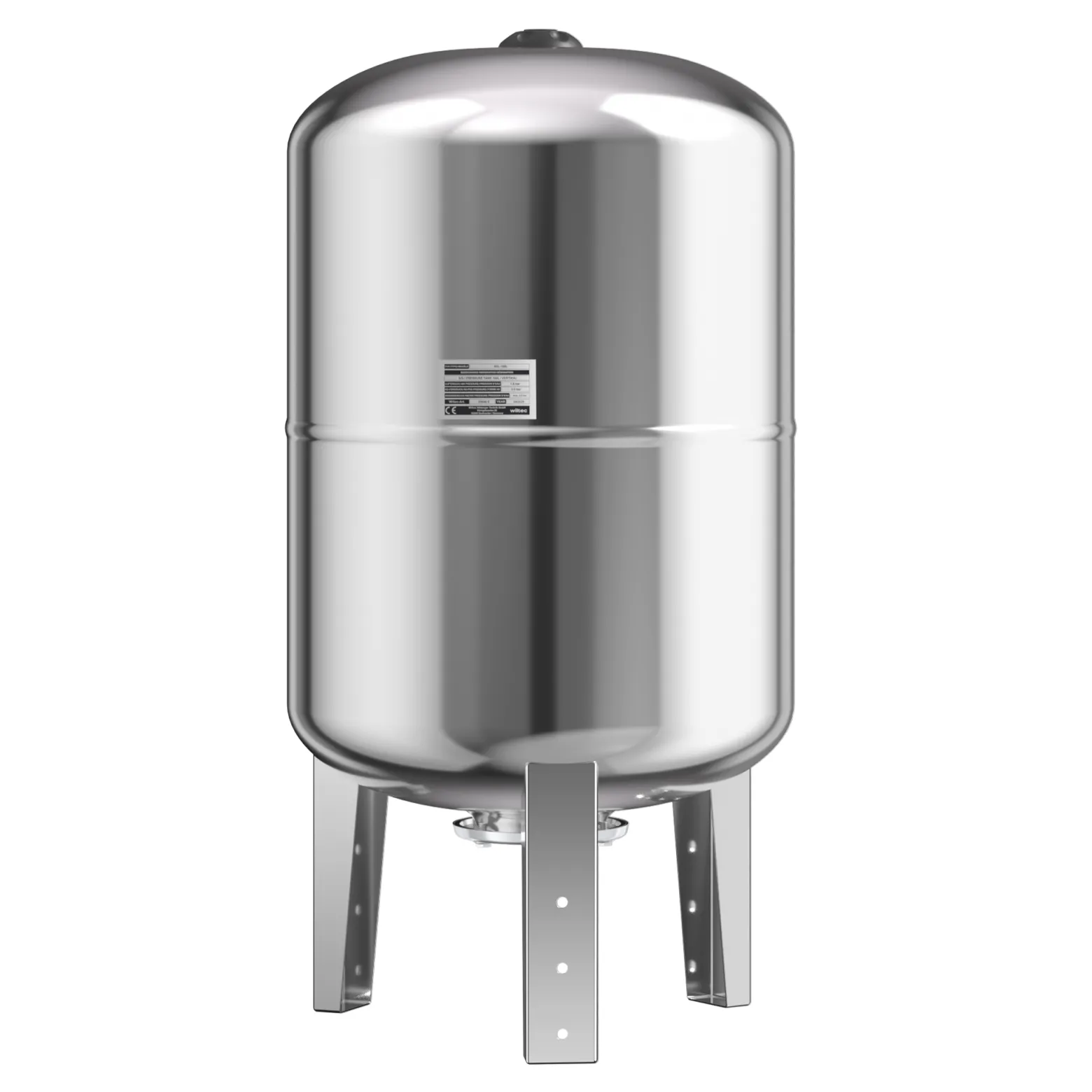 Wiltec Edelstahl Ausdehnungsgefäß 50 Liter, vertikaler Membrankessel für Hauswasserwerke und Druckerhöhungsanlagen mit EPDM Membran