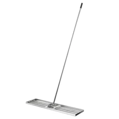 Wiltec Edelstahl Rasenrakel mit Stiel Größe L, Flächenebner 35 x 75 x 2,8 cm Unebenheiten im Rasen ausgleichen, Leveler Gartengerät zum Rasen sanden