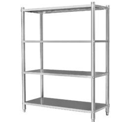 Wiltec Edelstahlregal Gastro Schwerlastregal 155x120x50cm aus 201 Edelstahl Küchenregal Vorratsregal Lagerregal für Küche Werkstatt und Keller