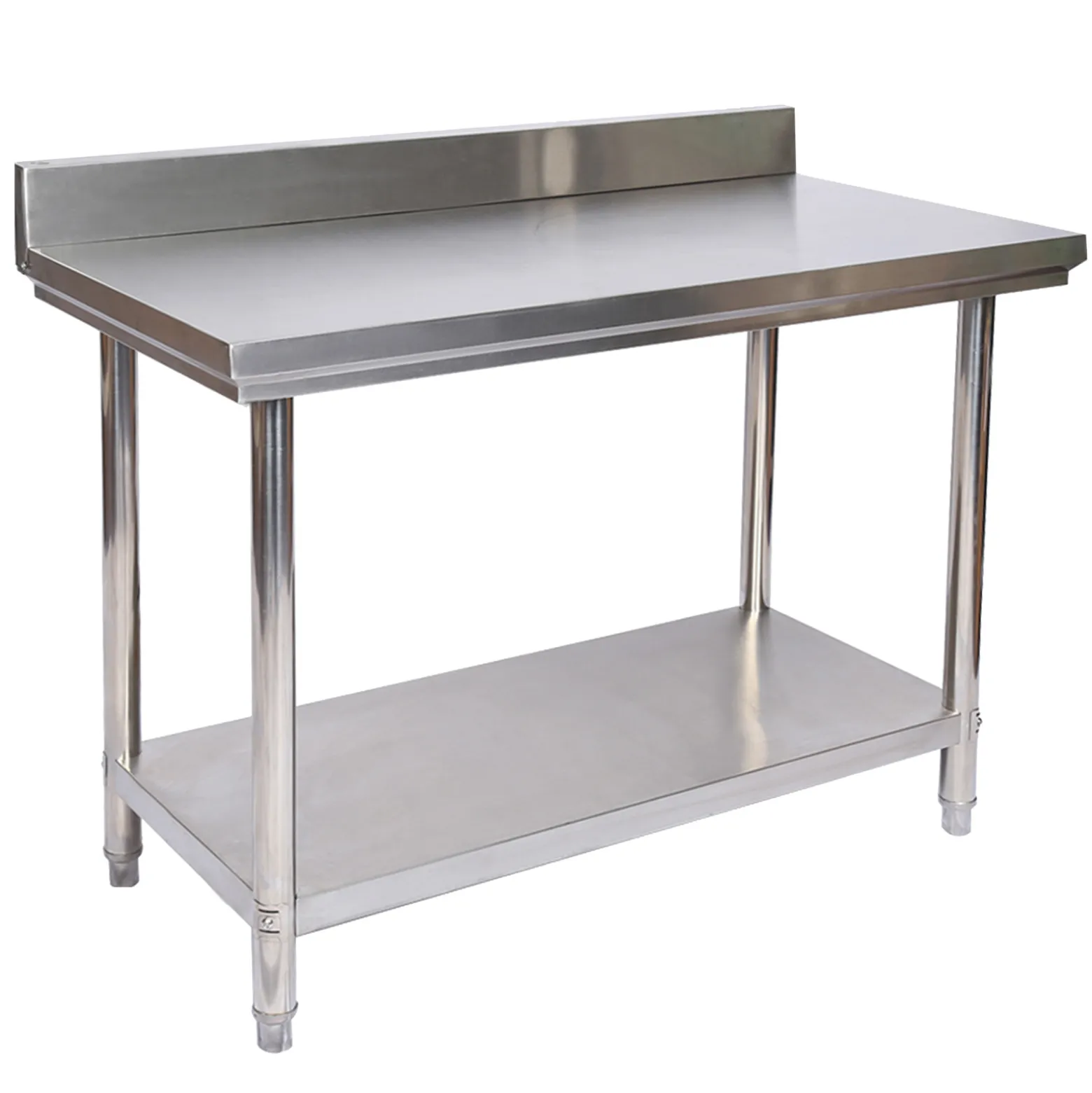 Wiltec Edelstahl Tisch Arbeitstisch Edelstahltisch mit Aufkantung 120x60x85cm für Gastro Küche Werkstatt Garten Keller mit höhenverstellbare Füßen