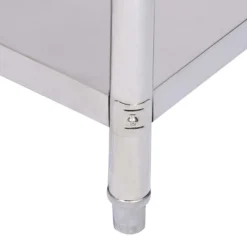 Wiltec Edelstahl Tisch Arbeitstisch Edelstahltisch mit Ablage 100x60x85cm für Gastro Küche Werkstatt Garten Keller mit höhenverstellbare Füßen