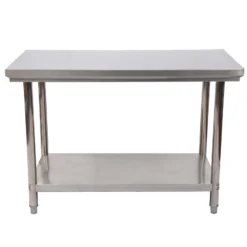 Wiltec Edelstahl Tisch Arbeitstisch Edelstahltisch mit Ablage 120x60x85cm für Gastro Küche Werkstatt Garten Keller mit höhenverstellbare Füßen