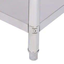 Wiltec Edelstahl Tisch Arbeitstisch Edelstahltisch mit Aufkantung 100x60x85cm für Gastro Küche Werkstatt Garten Keller mit höhenverstellbare Füßen