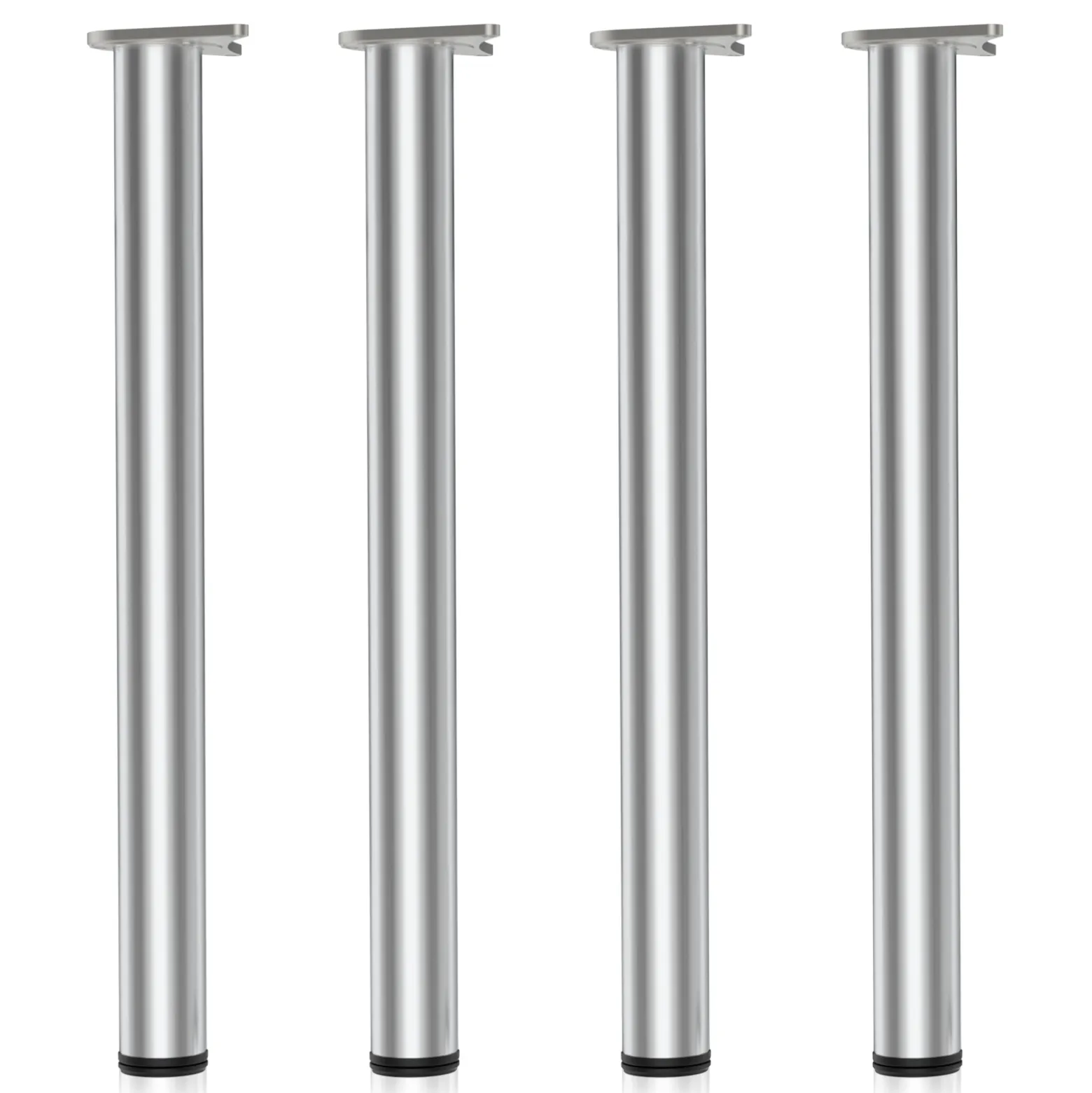Wiltec Edelstahl Tischbein 4er Set Möbelfuss Verstellbar Ø60mm 710mm Chrom