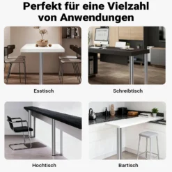 Wiltec Edelstahl Tischbein 4er Set Möbelfuss Verstellbar Ø60mm 710mm Nickel