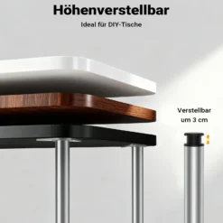 Wiltec Edelstahl Tischbein 4er Set Möbelfuss Verstellbar Ø60mm 1100mm Chrom
