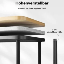 Wiltec Edelstahl Tischbein Set, schwarz, 4 Möbelfüße Ø 60 mm und mit verstellbarer Länge 870-900 mm, bis 200 kg Tragkraft