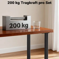 Wiltec Edelstahl Tischbein Set, schwarz, 4 Möbelfüße Ø 60 mm und mit verstellbarer Länge 820-850 mm, bis 200 kg Tragkraft