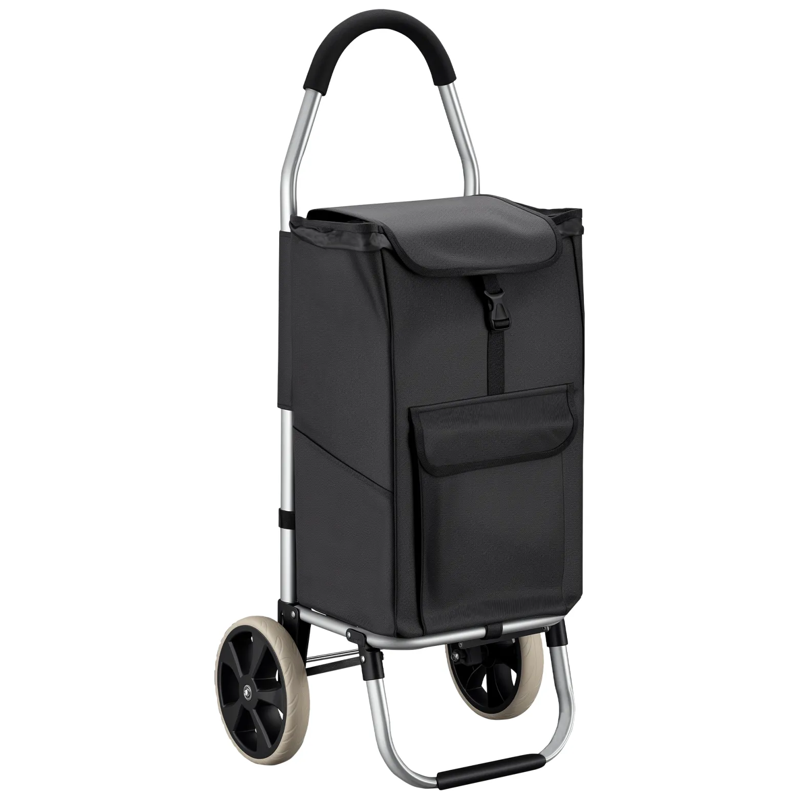 Wiltec Einkaufstrolley klappbar 36,5 x 44 x 103 cm bis 40 kg, Hackenporsche mit zwei Rädern, faltbarer Trolly Einkaufswagen mit Handgriff, Shopping Trolley mit großer Einkaufstasche
