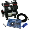 Wiltec Einsteiger Airbrush Kompressor Set AS196 mit 1 Airbrushpistole Typ 128 und umfangreichem Zubehör, 3 l Drucktank, für Modellbau, Tattoos, Nailart