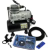 Wiltec Einsteiger Airbrush Kompressor Set AS186 mit 1 Airbrushpistole Typ 128 und umfangreichem Zubehör, 3 l Drucktank, für Modellbau, Tattoos, Nailart