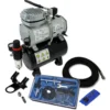 Wiltec Einsteiger Airbrush Kompressor Set AS189 mit 1 Airbrushpistole Typ 128 und umfangreichem Zubehör, 3 l Drucktank, für Modellbau, Tattoos, Nailart
