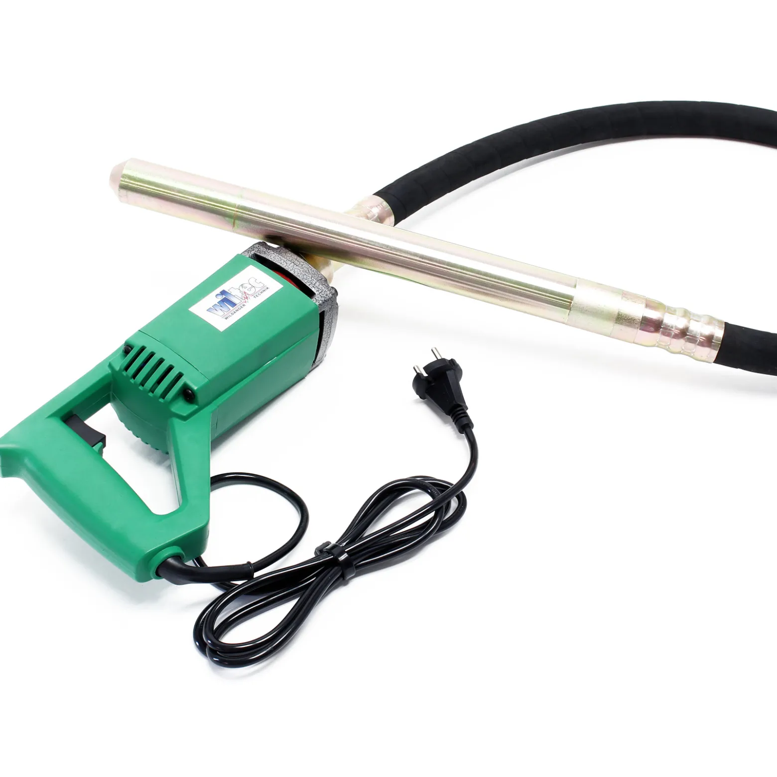 Wiltec Elektro Einhand Betonrüttler 580 W, Betonverdichter mit Ø 35 mm Rüttelflasche mit 150 cm Schlauchlänge, Flaschenrüttler mit flexibler Welle