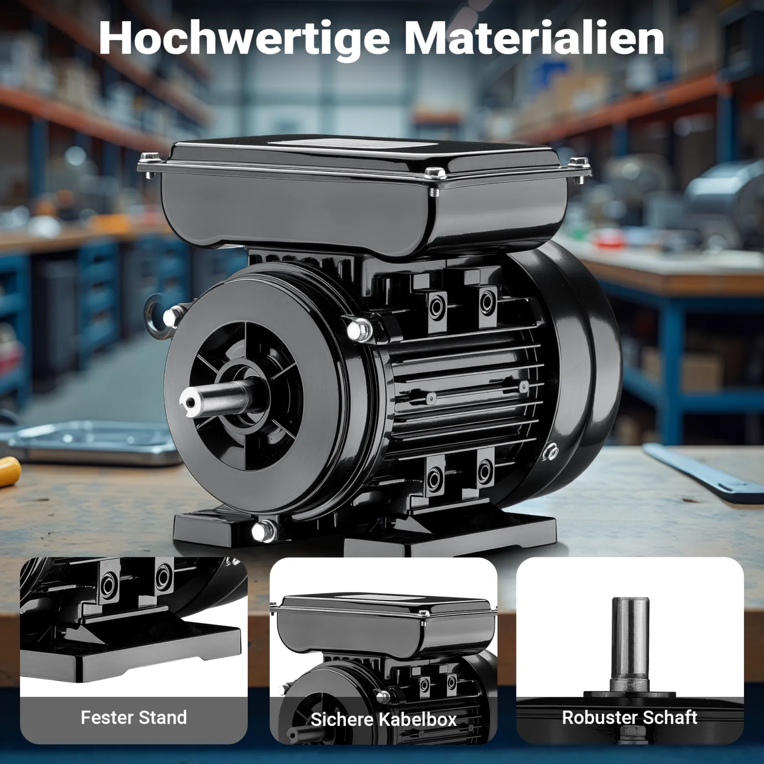 Wiltec Elektromotor 1-phasig, Elektro Motor 4-polig 0,37 kW, Einphasen Wechselstrommotor 1400 U/min, Induktionsmotor Aluminium, kompakter Motor