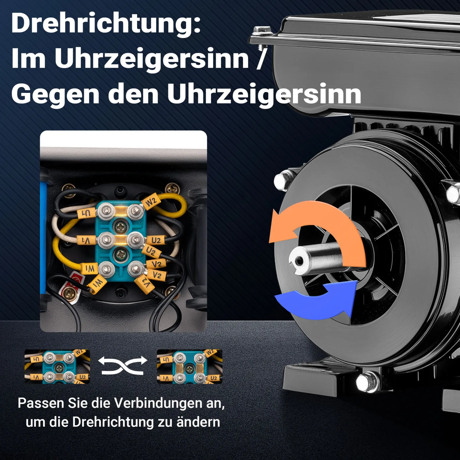 Wiltec Elektromotor 1-phasig, Elektro Motor 4-polig 0,37 kW, Einphasen Wechselstrommotor 1400 U/min, Induktionsmotor Aluminium, kompakter Motor