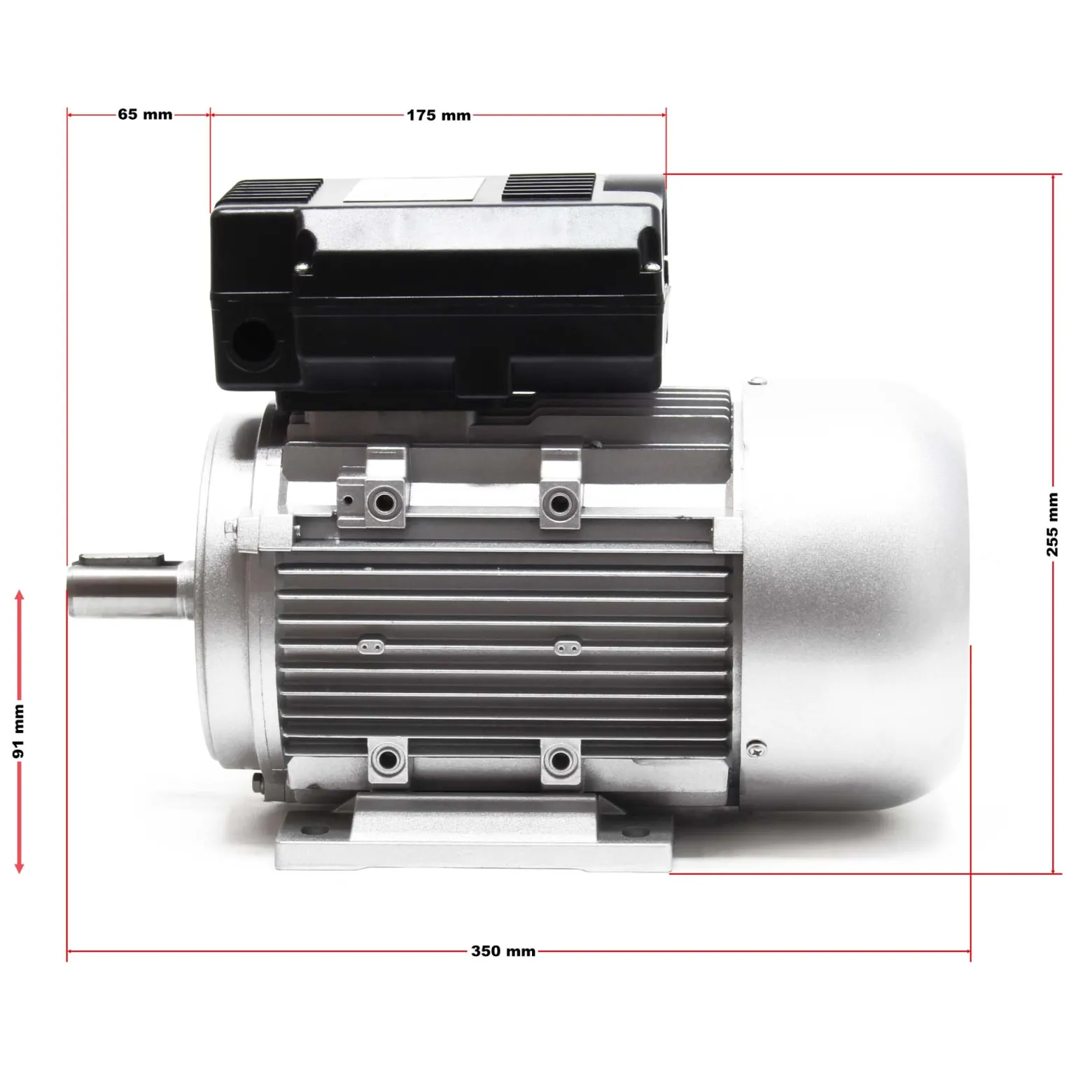 Wiltec Elektromotor 230 V 1,5 kW (2 PS) 1-phasig 2-polig E-Motor mit Anlaufkondensator 2850 U/min und Aluminiumwicklung