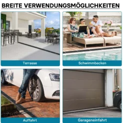 Wiltec Entwässerungsrinne 1 m mit Abdeckrost aus Gusseisen – 12,5 t Traglast – Ablaufrinne für Abwasser und Regenwasser – Abwasserrinne