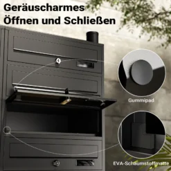Wiltec 12er Briefkastenanlage schwarz 945 x 270 x 1500 mm, Standbriefkasten mit 2x6 Fächern, Schlüssel und Namensschild, Briefkasten Postkasten mit Ständer