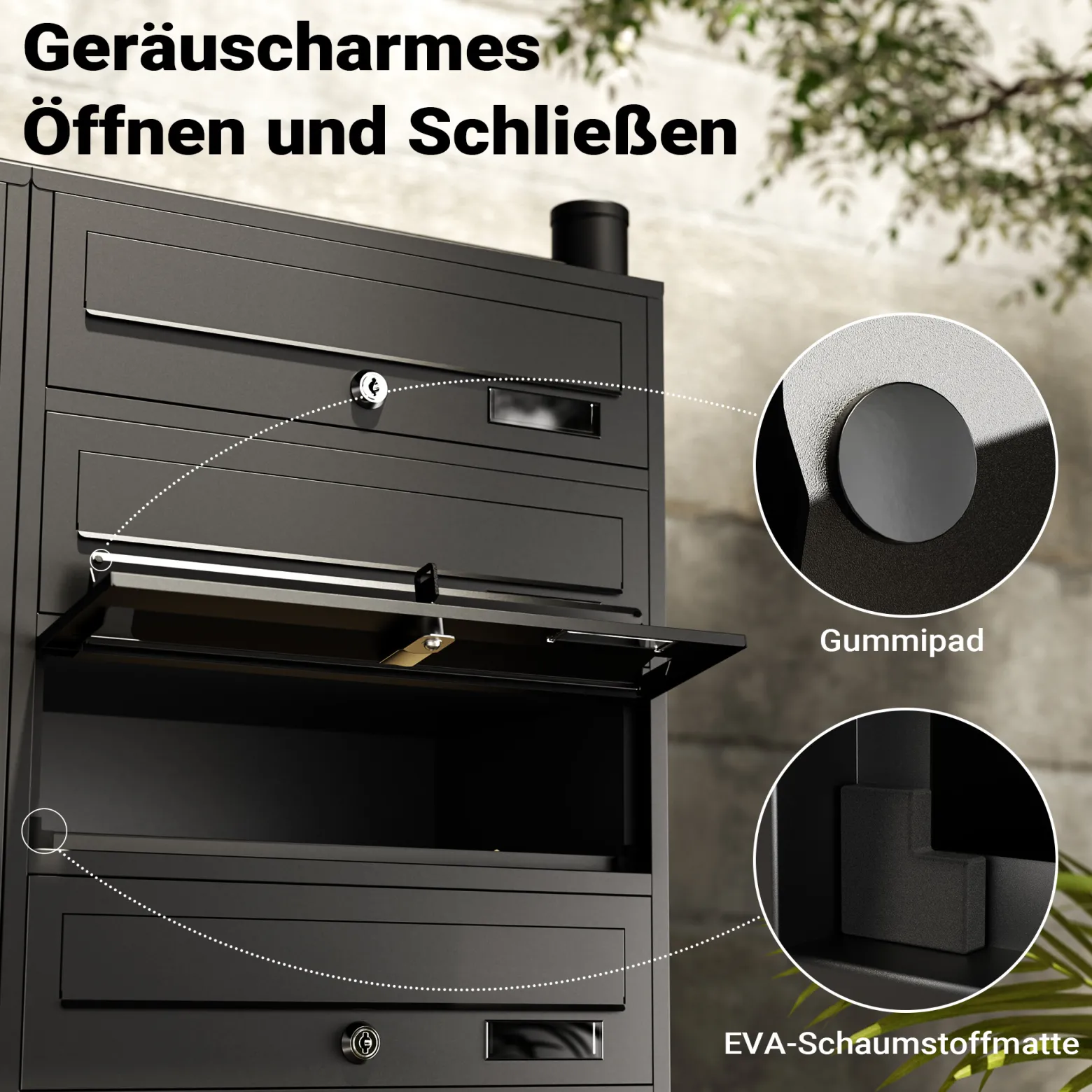 Wiltec 12er Briefkastenanlage schwarz 945 x 270 x 1500 mm, Standbriefkasten mit 2x6 Fächern, Schlüssel und Namensschild, Briefkasten Postkasten mit Ständer