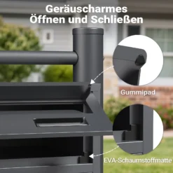 Wiltec 6er Briefkastenanlage Anthrazit 945 x 270 x 1200 mm, Standbriefkasten mit 2x3 Fächern, Schlüssel und Namensschild, Briefkasten Postkasten mit Ständer