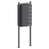 Wiltec 6er Briefkastenanlage Anthrazit 556 x 270 x 1500 mm, Standbriefkasten mit 6 Fächern, Schlüssel und Namensschild, Briefkasten Postkasten mit Ständer