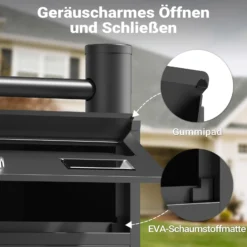 Wiltec 4er Briefkastenanlage schwarz 556 x 270 x 1500 mm, Standbriefkasten mit 4 Fächern, Schlüssel und Namensschild, Briefkasten Postkasten mit Ständer