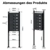 Wiltec 6er Briefkastenanlage schwarz 556 x 270 x 1500 mm, Standbriefkasten mit 6 Fächern, Schlüssel und Namensschild, Briefkasten Postkasten mit Ständer
