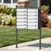 Wiltec 12er Briefkastenanlage Weiß/Anthrazit 945 x 270 x 1500 mm, Standbriefkasten mit 2x6 Fächern, Schlüssel und Namensschild, Briefkasten Postkasten mit Ständer