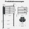 Wiltec 8er Briefkastenanlage Weiß/Anthrazit 945 x 270 x 1500 mm, Standbriefkasten mit 2x4 Fächern, Schlüssel und Namensschild, Briefkasten Postkasten mit Ständer
