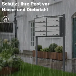 Wiltec 8er Briefkastenanlage Weiß/Anthrazit 945 x 270 x 1500 mm, Standbriefkasten mit 2x4 Fächern, Schlüssel und Namensschild, Briefkasten Postkasten mit Ständer