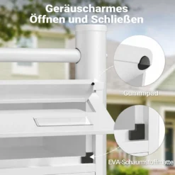 Wiltec 6er Briefkastenanlage weiß 270 x 513 x 1500 mm, Standbriefkasten mit 6 Fächern, Schlüssel und Namensschild, Briefkasten Postkasten mit Ständer