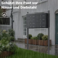 Wiltec 8er Briefkastenanlage Anthrazit 945 x 270 x 1500 mm, Standbriefkasten mit 2x4 Fächern, Schlüssel und Namensschild, Briefkasten Postkasten mit Ständer