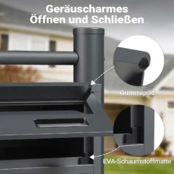 Wiltec 4er Briefkastenanlage Anthrazit 556 x 270 x 1500 mm, Standbriefkasten mit 4 Fächern, Schlüssel und Namensschild, Briefkasten Postkasten mit Ständer