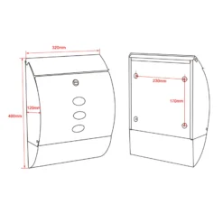 Wiltec 2er Briefkasten Set V18 Anthrazit, Wandbriefkasten mit Schloss, Sichtfenstern, Zeitungsrolle, Ständer, Postkasten aus pulverbeschichtetem Stahl