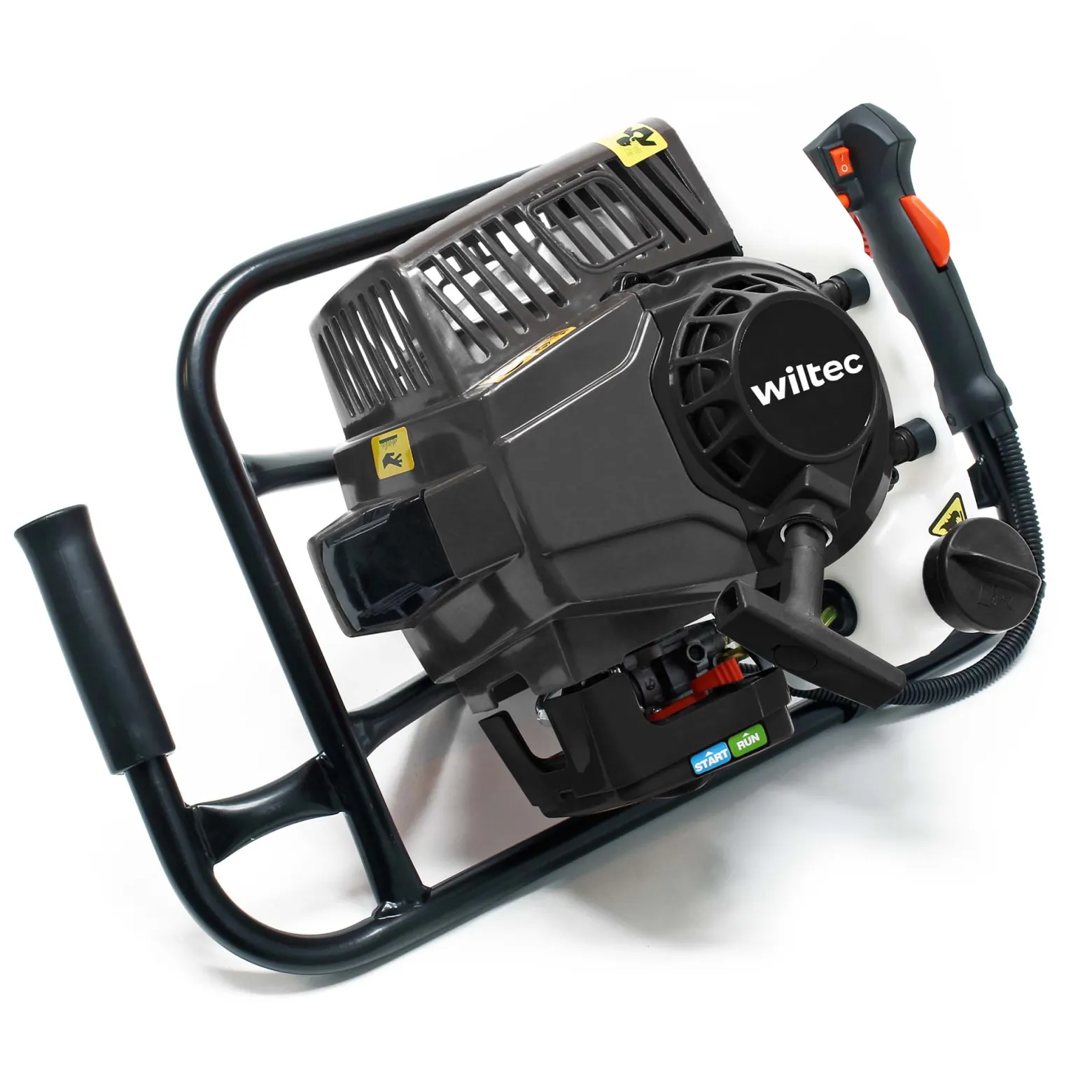 Wiltec Erdlochbohrer 2,2kW 3 PS 63 ccm Benzinmotor, Erdbohrer mit 2 Takt Motor, Pfahlbohrer Motorerdbohrer für saubere Bohrungen