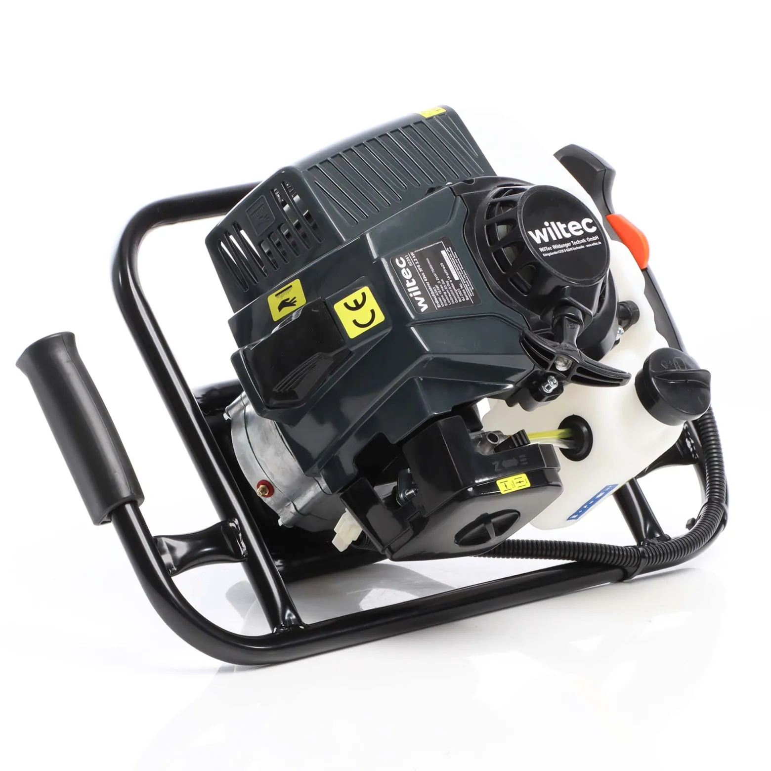 Wiltec Erdlochbohrer 2,2kW 3 PS 63 ccm Benzinmotor, Erdbohrer mit 2 Takt Motor, Pfahlbohrer Motorerdbohrer für saubere Bohrungen
