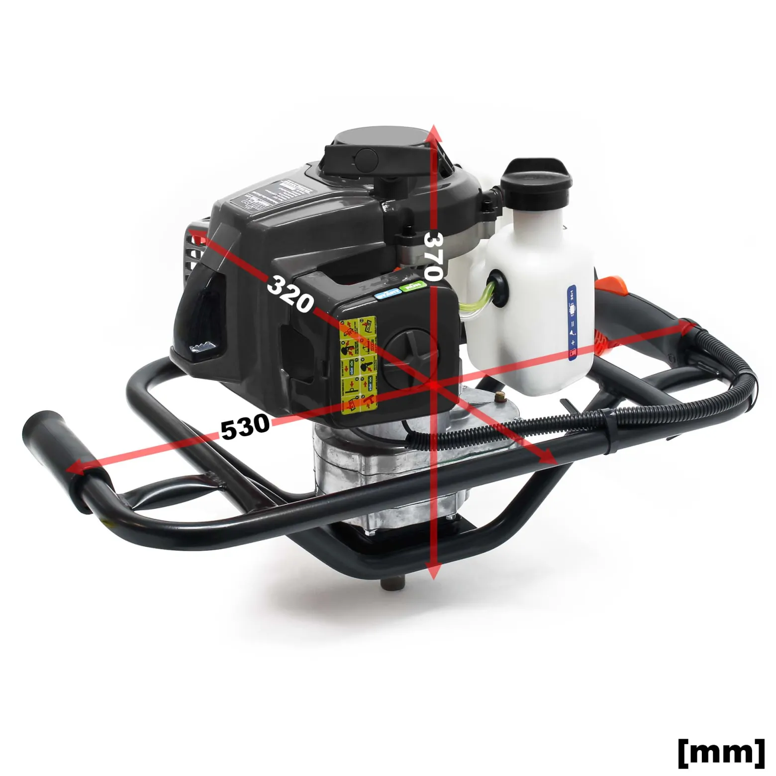 Wiltec Erdlochbohrer 2,2kW 3 PS 63 ccm Benzinmotor, Erdbohrer mit 2 Takt Motor, Pfahlbohrer Motorerdbohrer für saubere Bohrungen