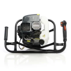 Wiltec Erdlochbohrer 1,4 kW 1,9 PS 52ccm Benzinmotor, Erdbohrer mit 2 Takt Motor, Pfahlbohrer Motorerdbohrer für saubere Bohrungen