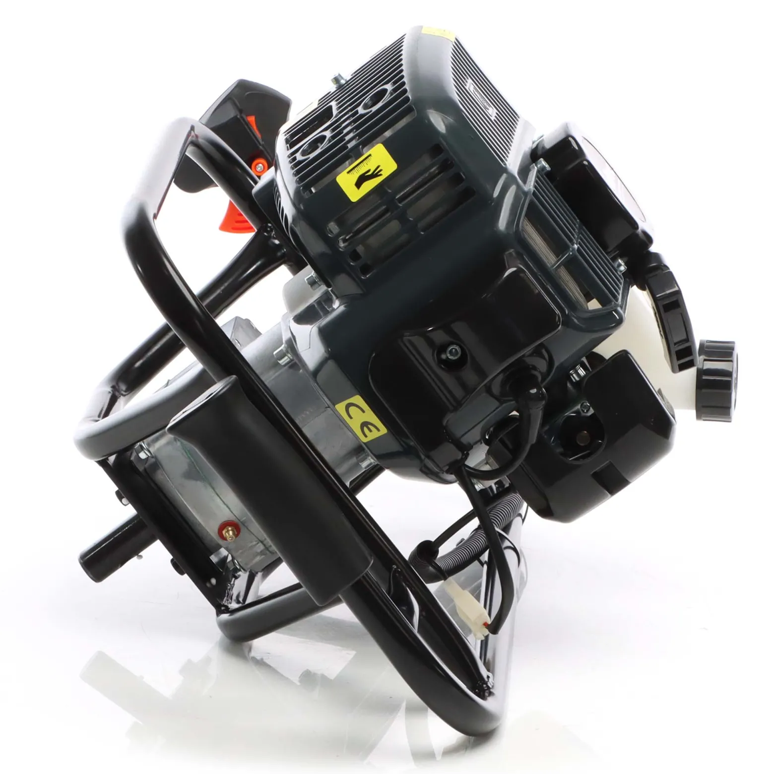 Wiltec Erdlochbohrer 1,4 kW 1,9 PS 52ccm Benzinmotor, Erdbohrer mit 2 Takt Motor, Pfahlbohrer Motorerdbohrer für saubere Bohrungen