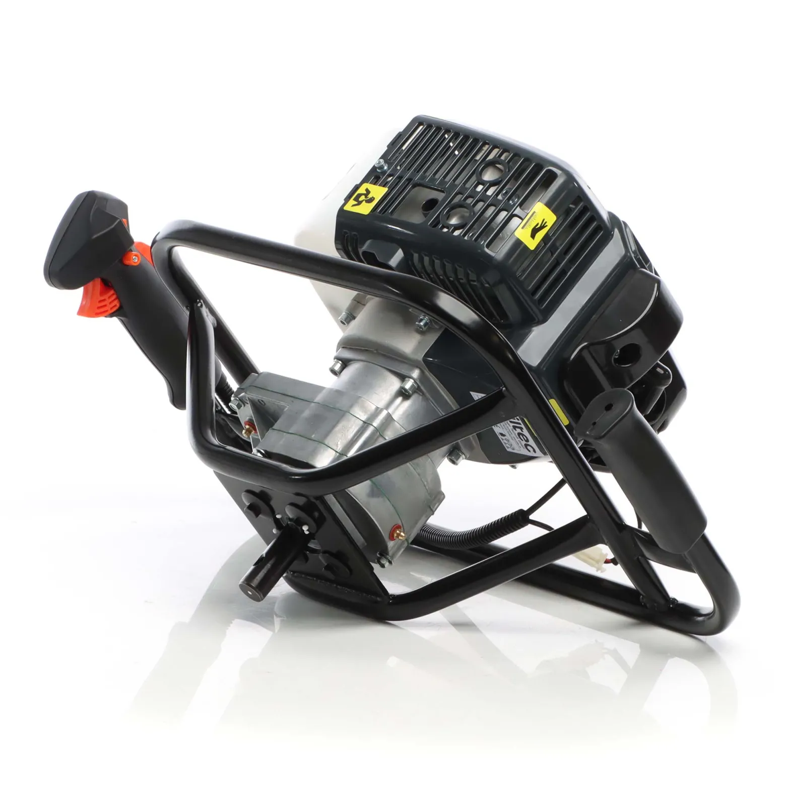 Wiltec Erdlochbohrer 1,4 kW 1,9 PS 52ccm Benzinmotor, Erdbohrer mit 2 Takt Motor, Pfahlbohrer Motorerdbohrer für saubere Bohrungen