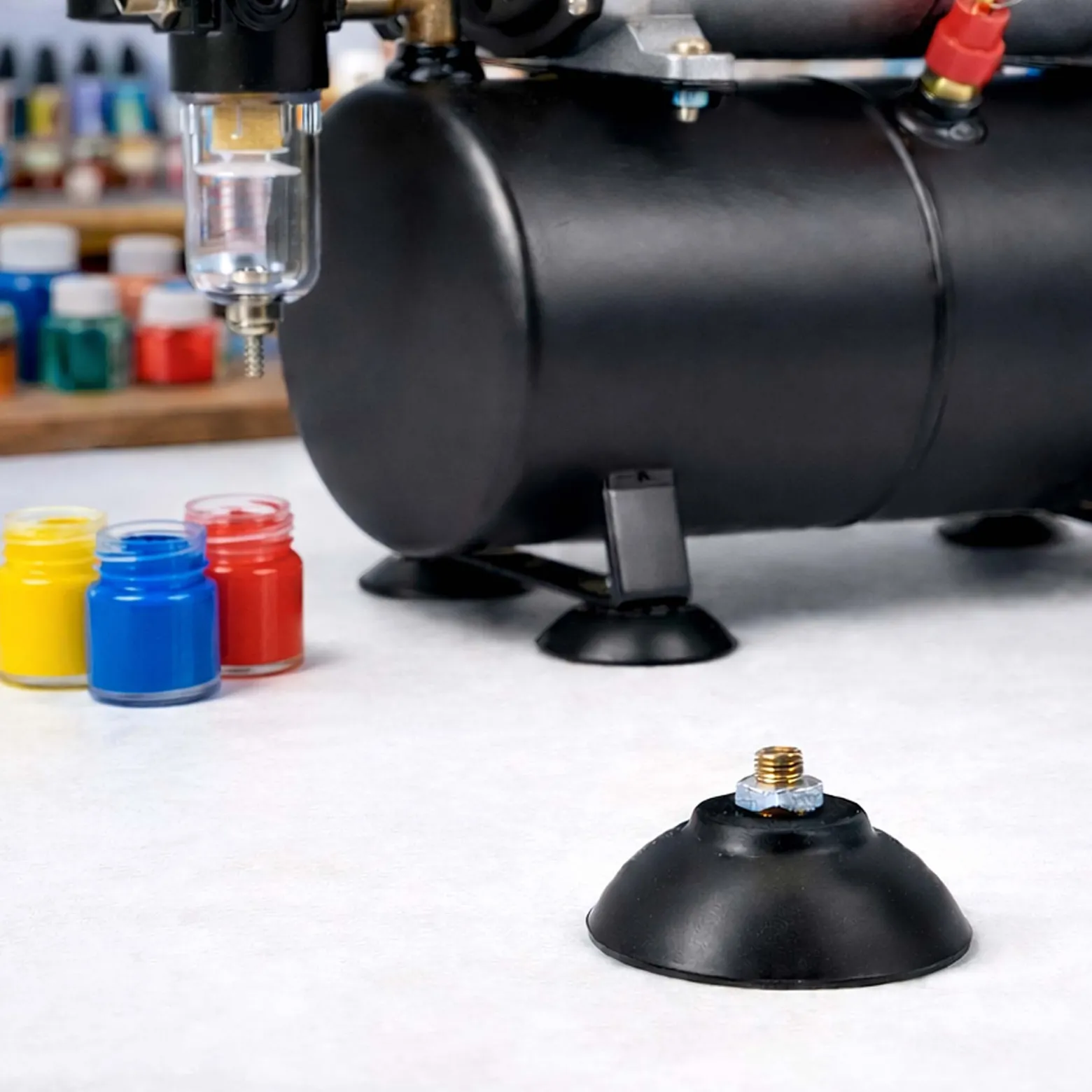 Wiltec Ersatzteil für Airbrush Kompressor AS18B / AS186 / AS189 / AS196 / AS196A – Gummifuß – Ersatz Standfuß für Airbrushkompressor, Zubehör für Air Brush
