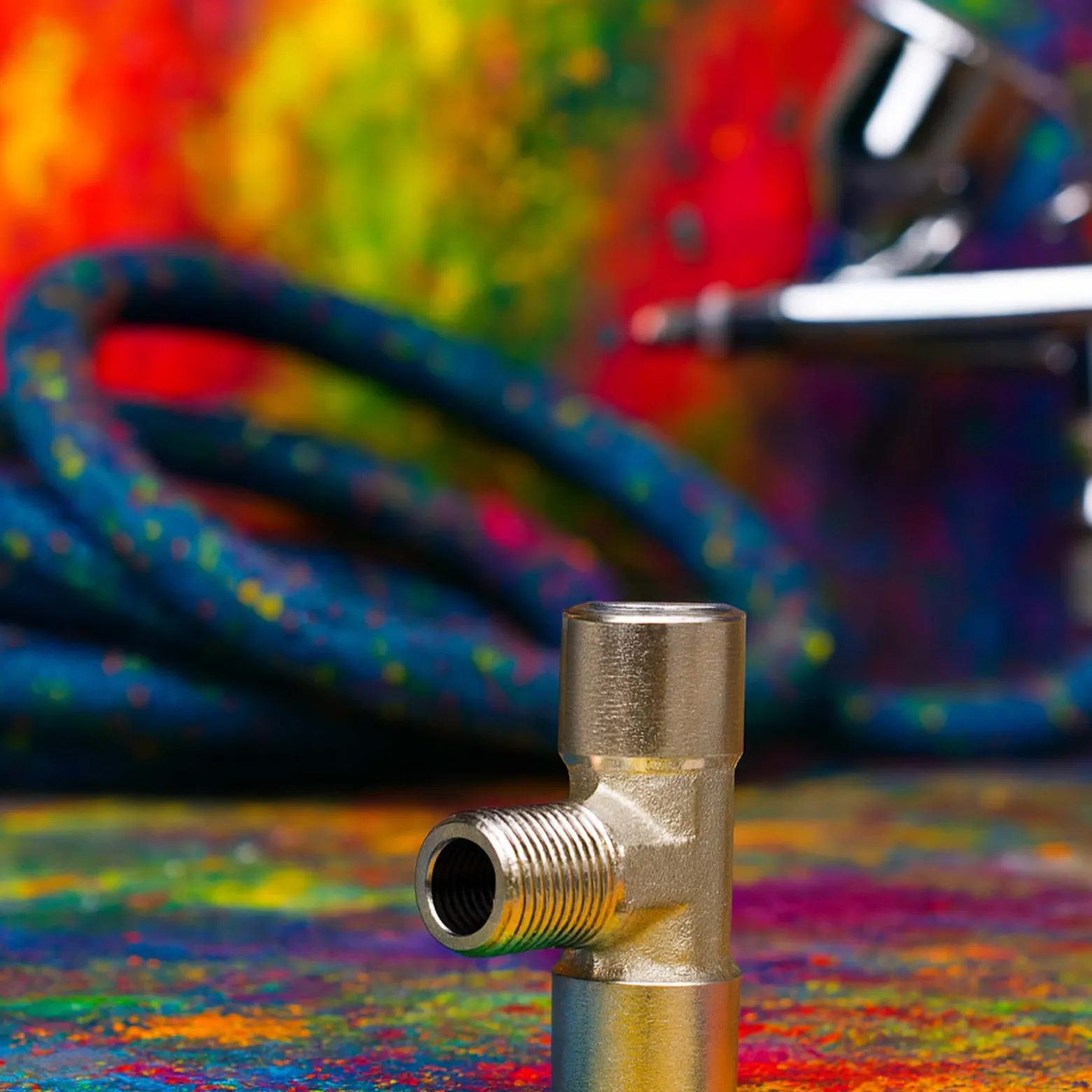 Wiltec Ersatzteil für Airbrush Kompressor AS196AW – T-Stück Verbinder – 2x IG 1/8" – 1x AG 1/8" – für Airbrushkompressor, Zubehör