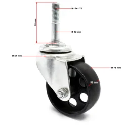 Wiltec Ersatzteil für mobilen Getriebeheber - Rolle - Ersatzrolle für hydraulischen Motorheber, Getriebe Heber mit Aufnahmekralle und Pedal, Motorhalter für PKW und LKW