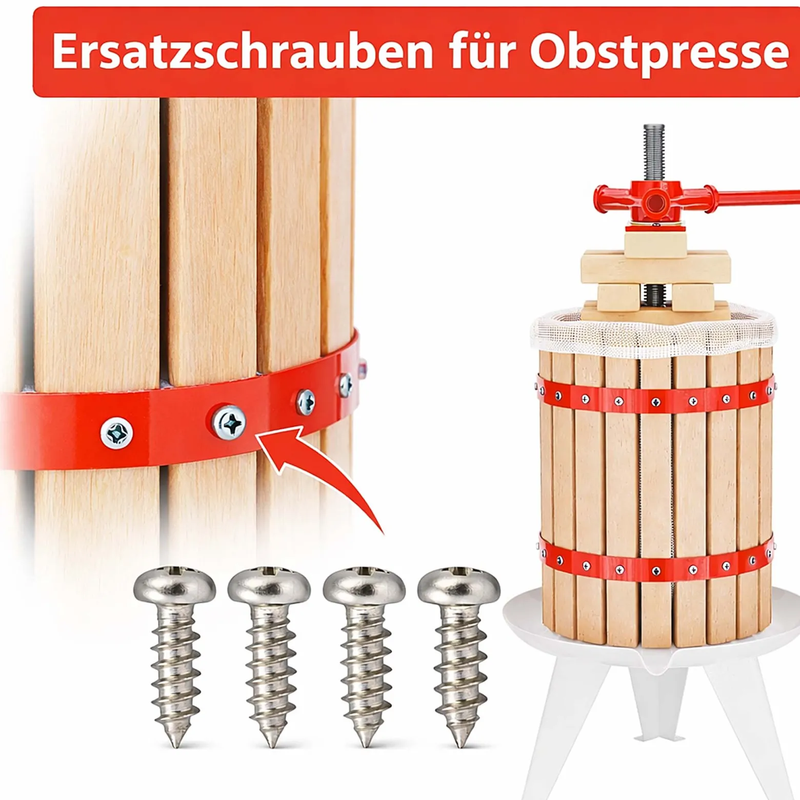 Wiltec Ersatzteil für Obstpresse 6 L / 12 L – Schraubensatz – Saftpresse, Maischepresse, Weinpresse Zubehör
