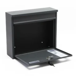 Wiltec 2er Set Briefkasten V12 Anthrazit 1000 x 150 x 1200 mm, Wandbriefkasten mit Schloss, Sichtfenstern, Namensschild, Ständer, Postkasten aus Stahl galvanisiert